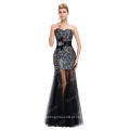 Grace Karin Fashion Strapless Long Black Sequins Vestidos de noite CL6026